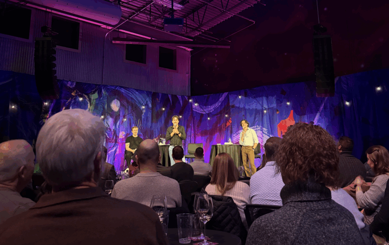 in pour taste comedy wine tasting event at blume studios charlotte nc